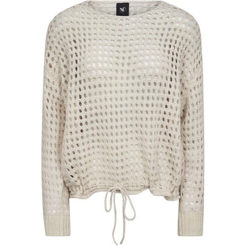 NÜ Evalina Strik Bluse med hulmønster, Bone